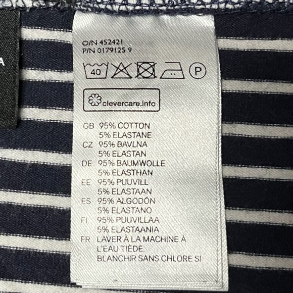 H&M Mini Skirt XS Straight Fitted Striped Cotton Blend Jersey Stretch Navy - Picture 4 of 7